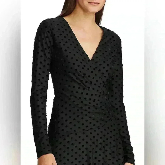 Ralph Lauren Polka Dot Velvet Fit & Flare Dress - Picture 3 of 13